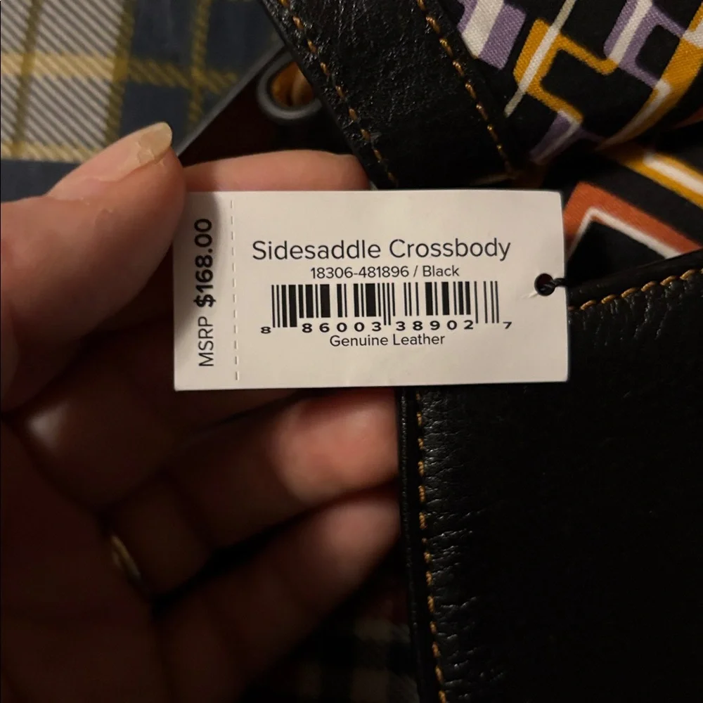 Vera Bradley black leather saddle Bag - Picture 5 of 9